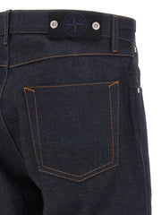 Stone Island Blue Cotton Straight-Leg Jeans