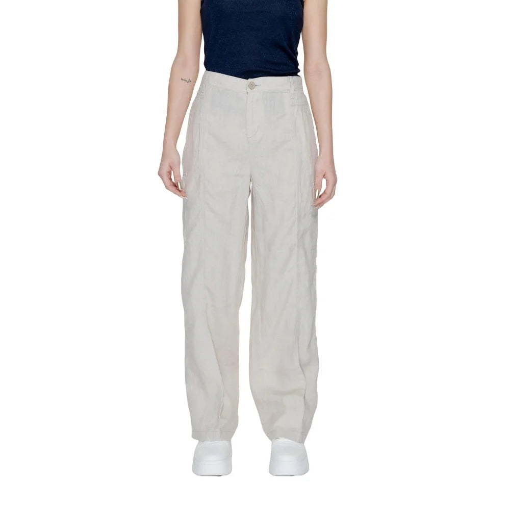 Street One Beige Linen Pant - Trousers