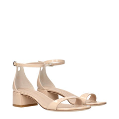 Stuart Weitzman Béžové kožené sandály na ploché podpatku