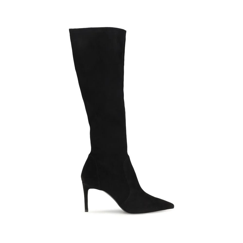 Stuart Weitzman Black Calf Leather Bos Taurus Boots