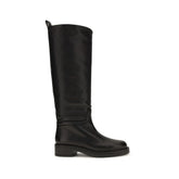 Stuart Weitzman Black Calf Leather Bos Taurus Flat Boots