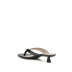 Stuart Weitzman Black Calf Leather Bos Taurus Strap-On Sandals - EU37.5/US7.5