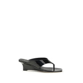 Stuart Weitzman Black Calf Leather Bos Taurus Wedge Sandals - EU41/US11