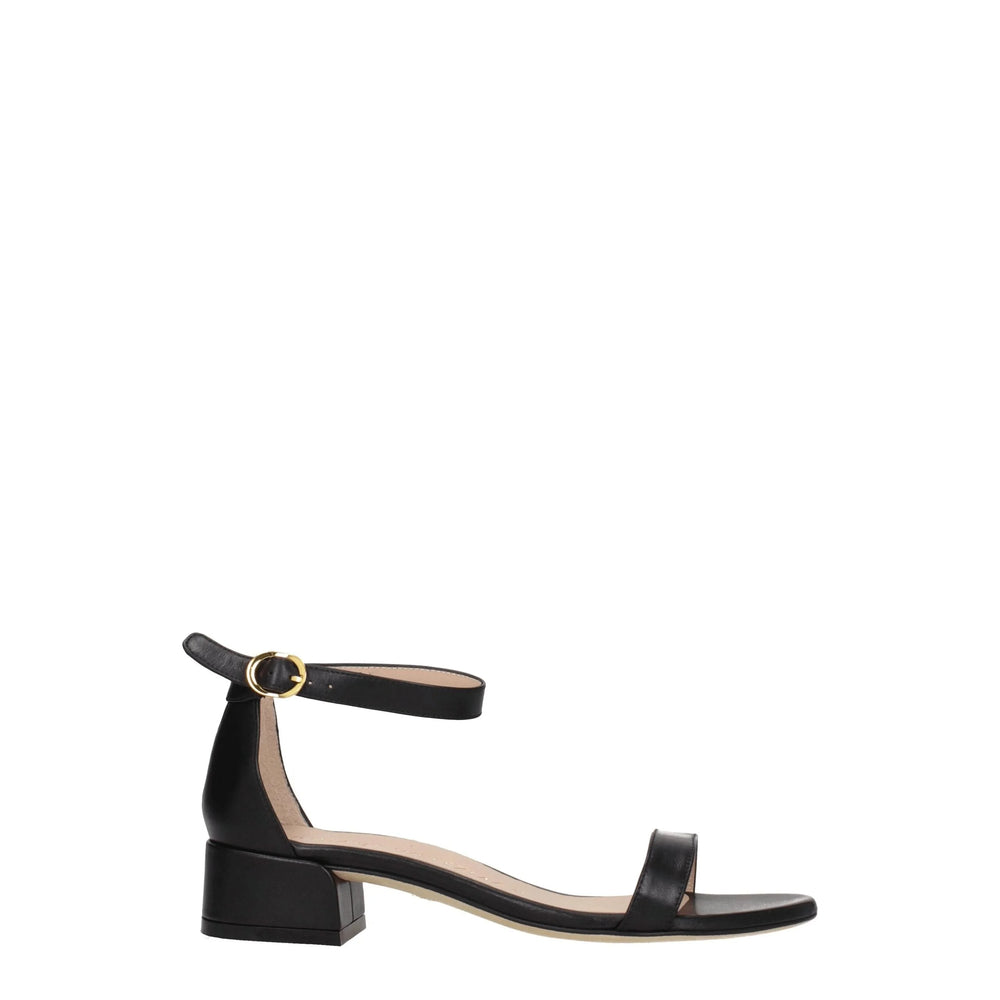 Stuart Weitzman Black Leather Flat Sandals - EU41/US11