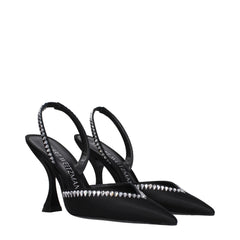 Stuart Weitzman Black Satin Stiletto Heel Sandals