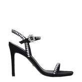 Stuart Weitzman Black Satin Stiletto Heel Sandals