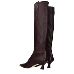 Stuart Weitzman Red Leather High Heel Boots - EU37/US7