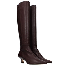 Stuart Weitzman Red Leather High Heel Boots - EU37/US7