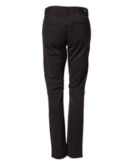 Sun68 Dark Brown Cotton Stretch Straight Mid Waist Trouser Pants - W30