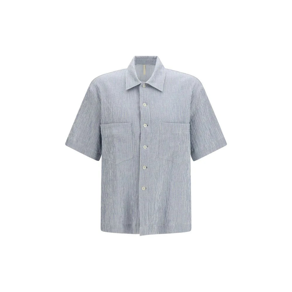 Chemise à manches courtes en coton bleu Tournesol