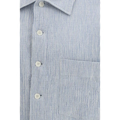 Chemise à manches courtes en coton bleu Tournesol