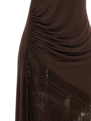 The Andamane Brown Polyester Long Dress - IT40