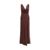 The Andamane Braunes Seidenlanges Kleid