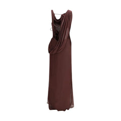 The Andamane Brown Silk Long Dress - IT40 | M