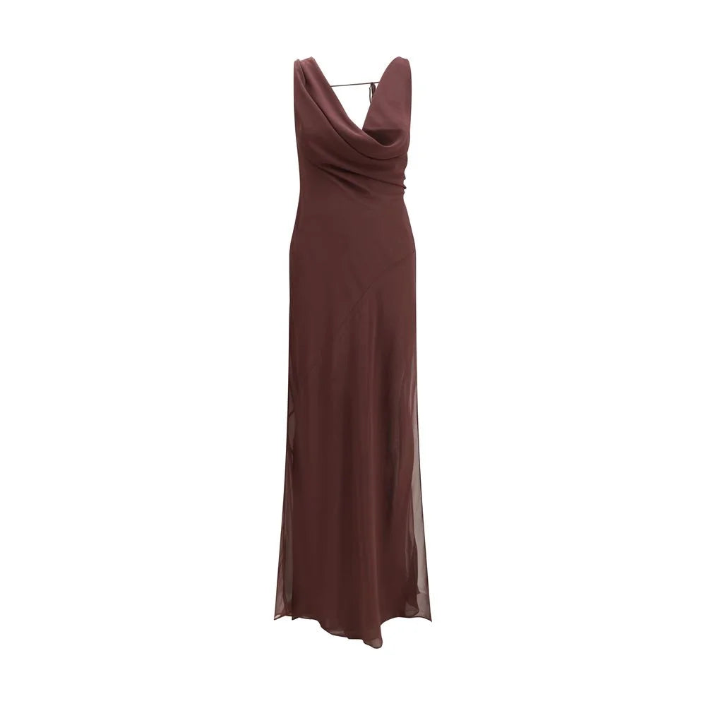 The Andamane Brown Silk Long Dress - IT40 | M
