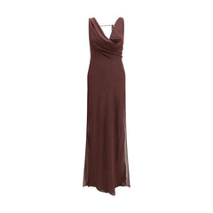 The Andamane Brown Silk Long Dress - IT40 | M