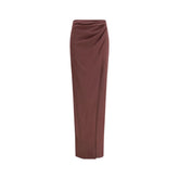 The Andamane Brown Silk Midi Skirt