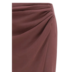 The Andamane Brown Silk Midi Skirt - IT40 | M