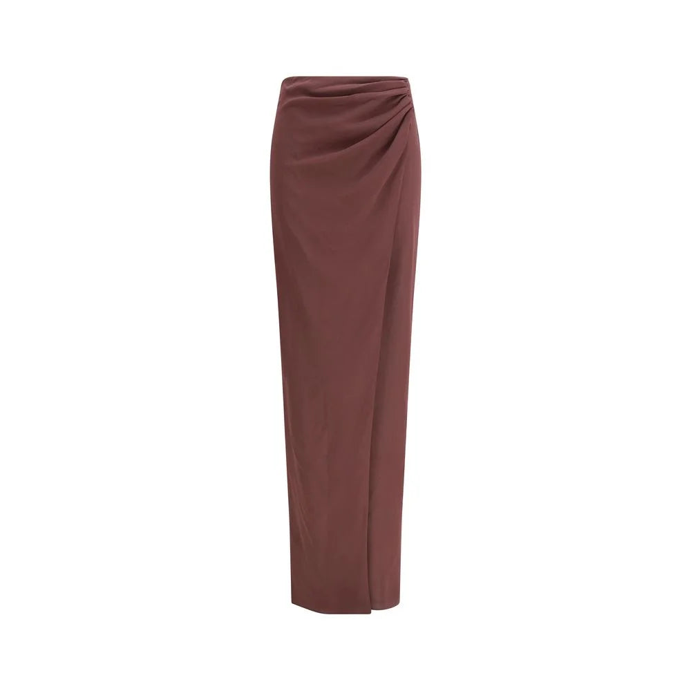 The Andamane Brown Silk Midi Skirt - IT40 | M