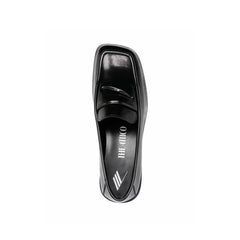 The Attico Black Calfskin Slip-On Loafers
