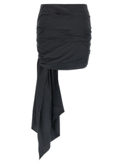 The Attico Black Cotton Long Skirt