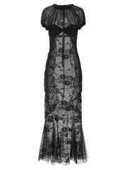 The Attico Black Cotton Midi Dress - IT42