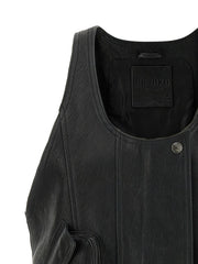 The Attico Black Lamb Leather Sleeveless Jacket - IT40