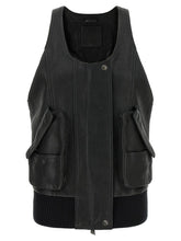 The Attico Black Lamb Leather Sleeveless Jacket - IT40