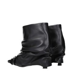 The Attico Black Leather Ankle Boots