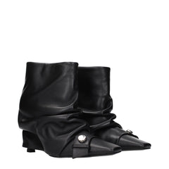 The Attico Black Leather Ankle Boots