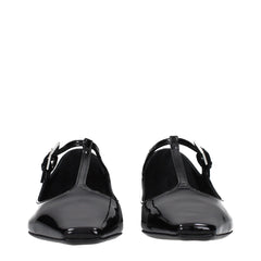The Attico Black Leather Ballet Flats