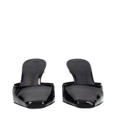 The Attico Black Leather Flat Sandals