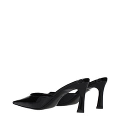 The Attico Black Leather Flat Sandals