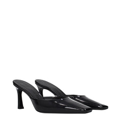 The Attico Black Leather Flat Sandals