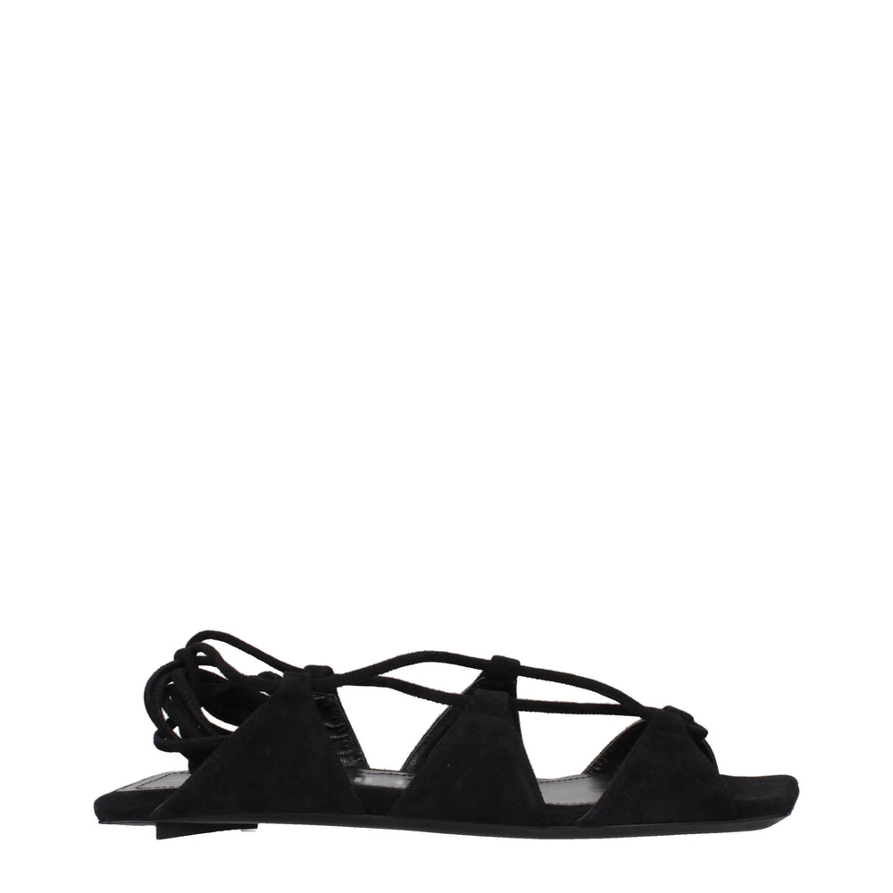 The Attico Black Leather Flat Sandals - EU36/US6