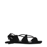 The Attico Black Leather Flat Sandals - EU36/US6