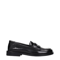 The Attico Black Leather Slip-On Loafers