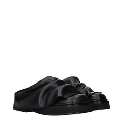 The Attico Black Leather Slippers