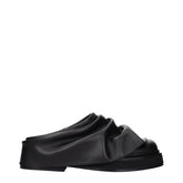 The Attico Black Leather Slippers