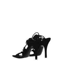The Attico Black Leather Stiletto Heels Sandals