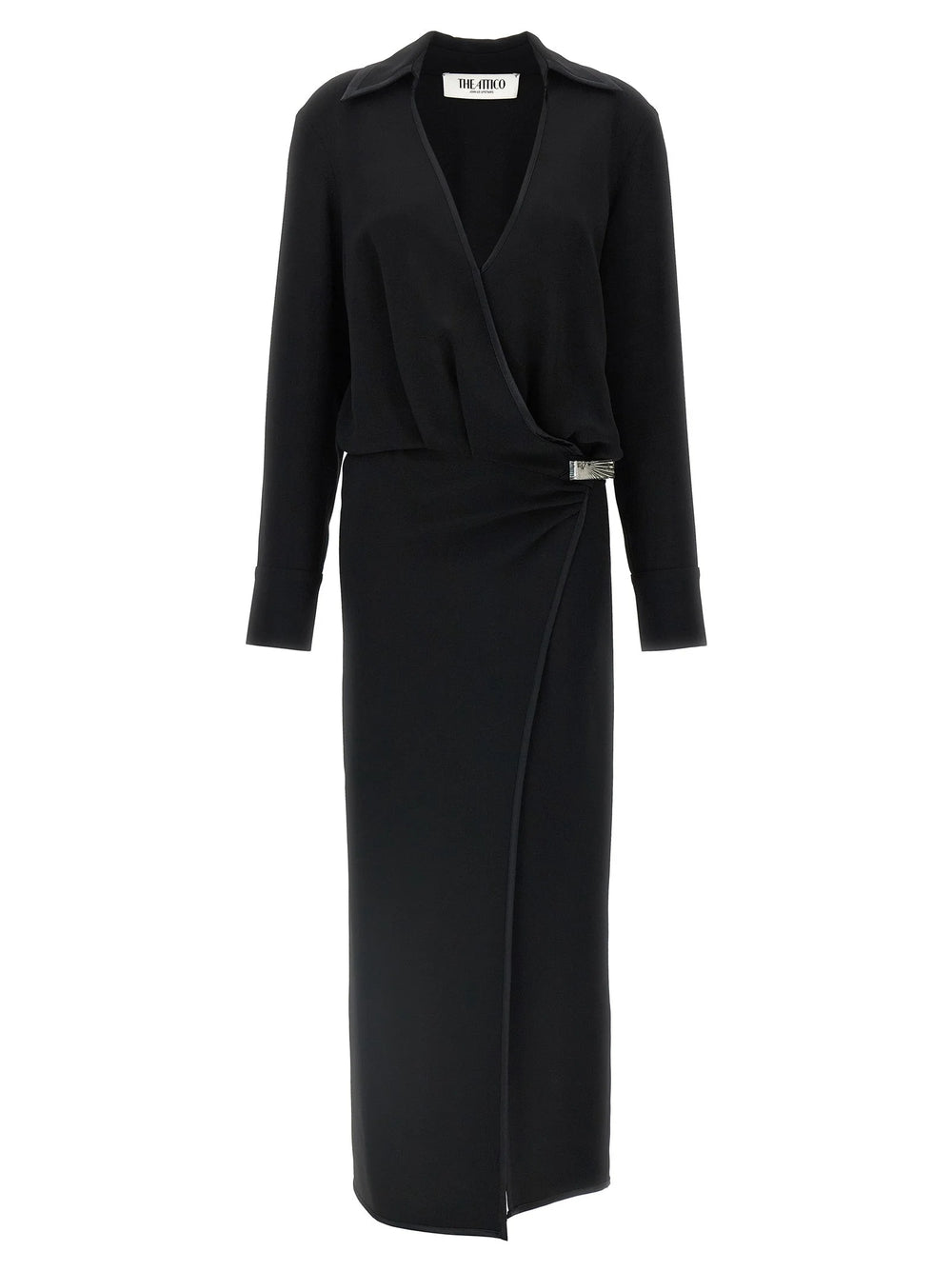 The Attico Black Marabou Midi Dress