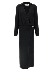 The Attico Black Marabou Midi Dress