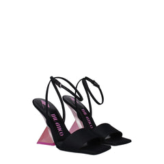 The Attico Black Satin Stiletto Heel Sandals