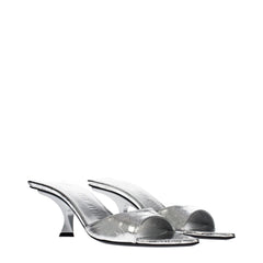 Sandalias planas de cuero gris de The Attico - Sandalias
