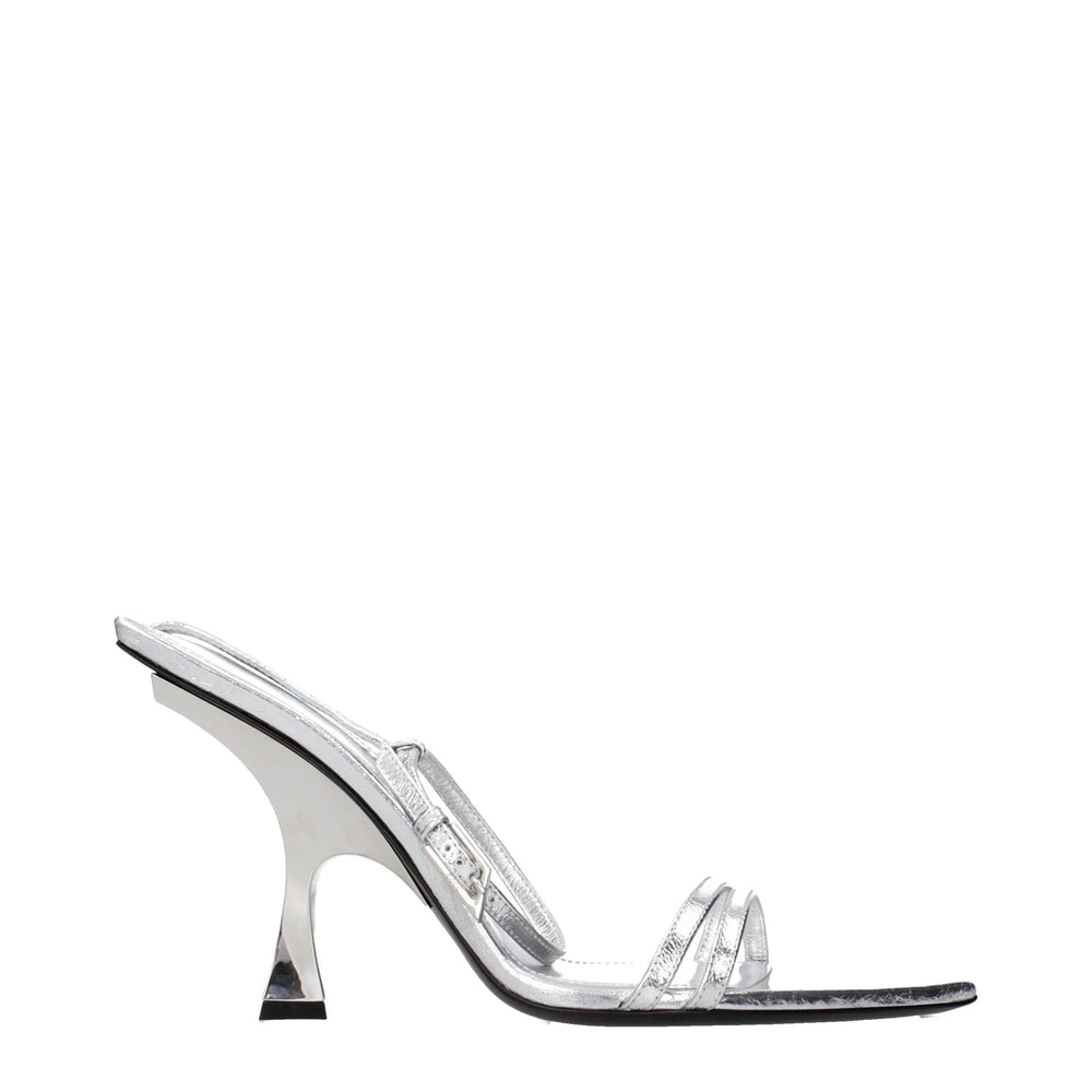 The Attico Gray Leather Stiletto Heel Sandals