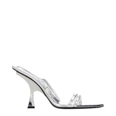 The Attico Gray Leather Stiletto Heel Sandals