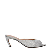Sandale cu toc stiletto din satin gri The Attico