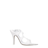 The Attico White Leather Stiletto Heels Sandals