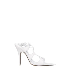 The Attico White Leather Stiletto Heels Sandals