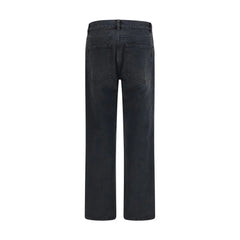 The Row Black Cotton Straight-Leg Jeans